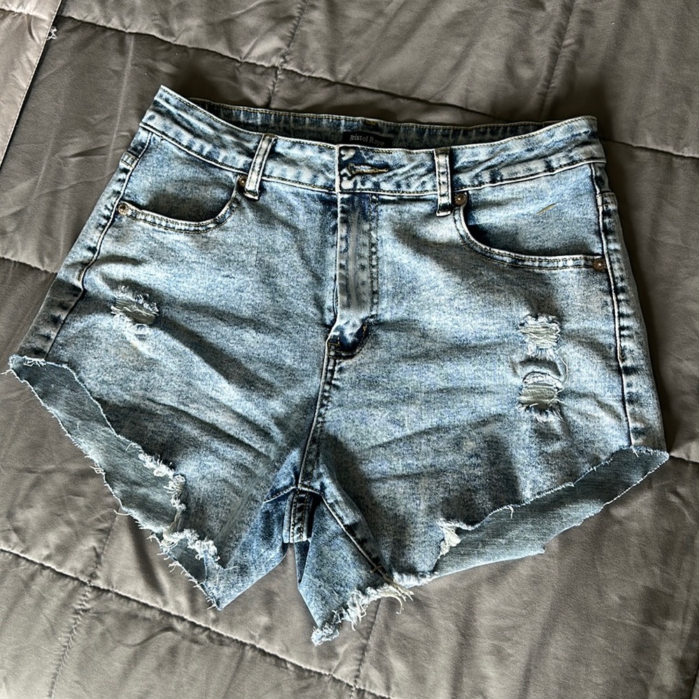 Acid Wash Denim Cut Off Shorts